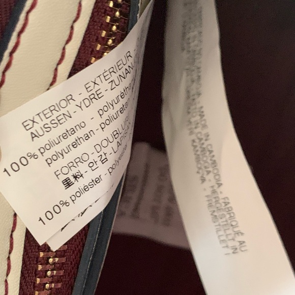 Zara · Cream Navy Gold Handbag Crossbody Burgundy Lining - Zara Basic Collection - Picture 16 of 16